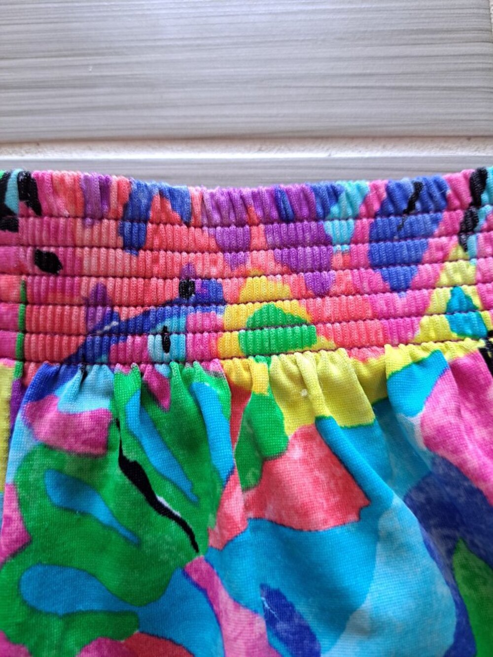 Vintage Colorful Abstract Neon Elastic Waist Shorts M USA Ocean Pacific OP - Picture 4 of 12